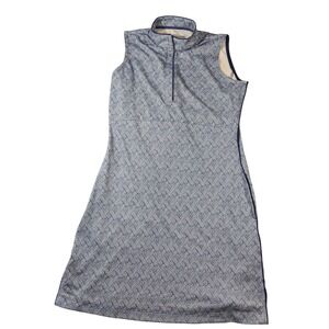 EP New York Dress Womens Small Blue Geometric Sleeveless Mock Neck Golf Shift